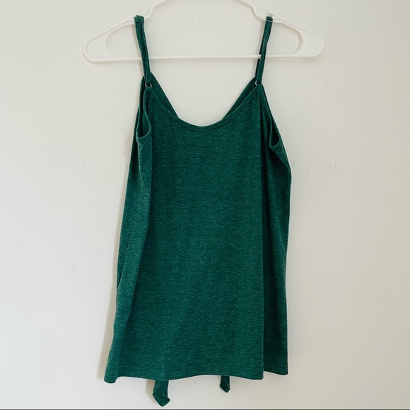 Green Tie Front Button Down Tank Top - Picture 3 of 13